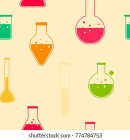 Seamless pattern with chemistry laboratory glassware for your design
