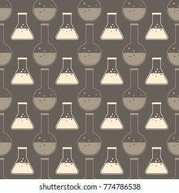 Seamless pattern with chemistry laboratory glassware for your design