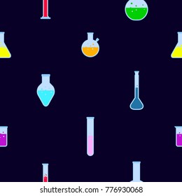 Seamless pattern with chemistry laboratory glassware for your design