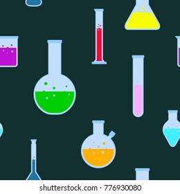 Seamless pattern with chemistry laboratory glassware for your design