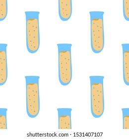 Seamless pattern with chemistry tube for wrapping paper design, big scale. Laboratory glassware. Biology, science, education, medical. Decorative backdrop vector.