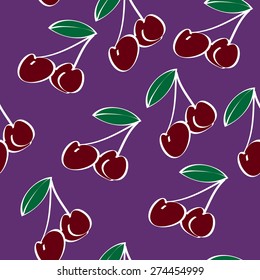 Seamless pattern with cherries on a pink background