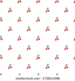 Seamless pattern with cherries on a white background