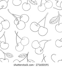 Seamless pattern of a lot of cherries on white background in the Delightful garden collection