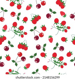 Patrón sin mar con cerezas, frambuesas y fresas