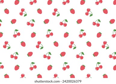 seamless pattern with cherries and strawberries for banners, cards, flyers, social media wallpapers, etc.