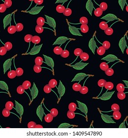 Seamless pattern with cherries. Vector
