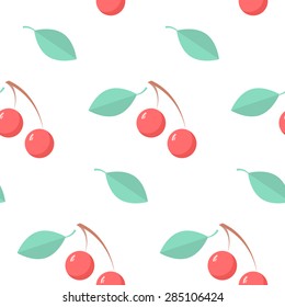 seamless pattern with cherries vector
