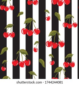 Seamless pattern with cherries. Vector illustration.