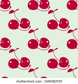 Seamless pattern with cherry berries. Cherry background