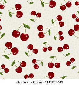 Seamless pattern with cherry berries. Cherry vector background.