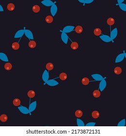 Seamless pattern with cherry berries. Vector illustration for textiles, wrapping paper, labels, packaging, wallpapers.