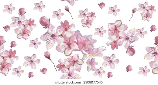 Seamless pattern with cherry blossom flowers. Design for textile, wallpapers, Element for design, Greeting card