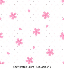 Seamless pattern of Cherry blossom on white background, wrapping paper, vector textile fabric print vector illustration , cute spring flower.