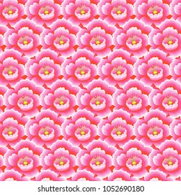 Seamless pattern. Cherry blossom. Pattern with pink flowers. Ornament with oriental motifs. Vector.