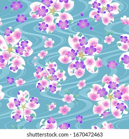 Seamless pattern of a cherry blossom used for a kimono,