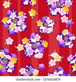 Seamless pattern of a cherry blossom used for a kimono,