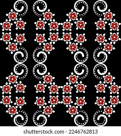 Seamless pattern of cherry blossoms on a black background