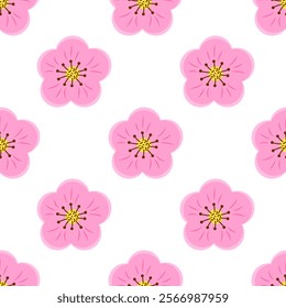 Seamless pattern with cherry blossoms, sakura for textile, fabric, wrapping paper, floral design