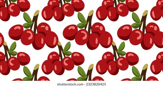 Seamless pattern with cherry branch, vector illustration