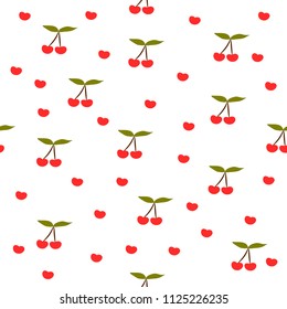 Seamless pattern cherry fruits white background vector