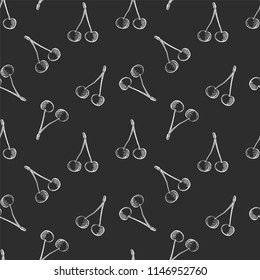 Seamless pattern with cherry on blackboard, for menu design, fabric, cards, wrapping, shop