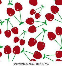 Seamless pattern with cherry on the white background. Vector