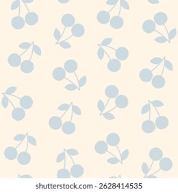 Seamless pattern with cherry on a white background. Berry vector summer illustration. Repeating print, cherry pattern.