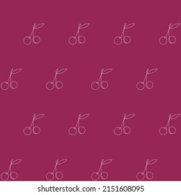 Seamless pattern with cherry in the style of line art. vector illustration