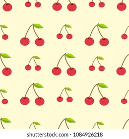 seamless pattern with cherry. Summer fresh fruit background.