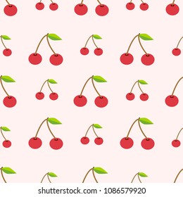 seamless pattern with cherry. Summer fresh fruit background.