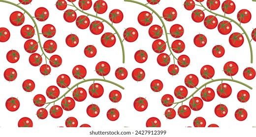 Seamless pattern - cherry tomatoes on a transparent layer. Flat design.