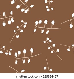 Seamless    pattern  of Cherry tomatoes,branches, spots, leaves . Hand drawn.