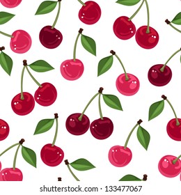 Seamless pattern with cherry. Vector illustration.