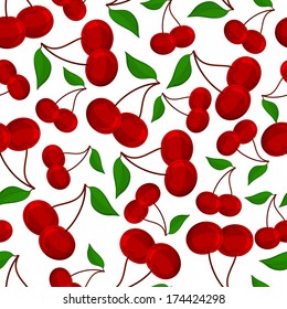 Seamless pattern of cherry, vector illustration