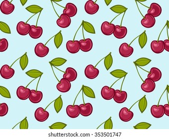 Seamless pattern with cherry. Vector illustration.
