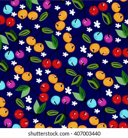 Seamless pattern with cherry. Vector illustration.