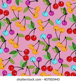 Seamless pattern with cherry. Vector illustration.