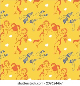 Seamless pattern with cherubs