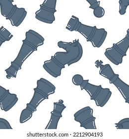 Seamless pattern with chess figures. Design element for decoration, poster, banner. Vector illustration