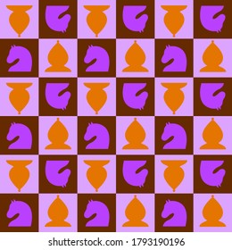 Seamless pattern with Chess figures. Endless background. Vector illustration.