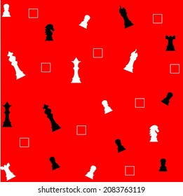 Seamless pattern with chess on red, flat icon vector.