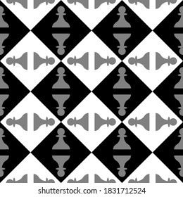 Seamless pattern with Chess pawn. Endless background. Vector illustration.
