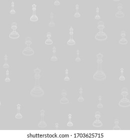 Seamless pattern of chess pieces king, queen and pawn. 3d frame illustration. Chess game concept. Polygonal art.