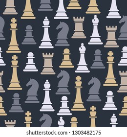 Seamless pattern with chess pieces. Vector illustration design.