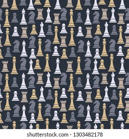 Seamless pattern with chess pieces. Vector illustration design.