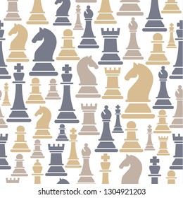 Seamless pattern with chess pieces. Vector illustration design.