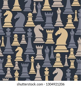 Seamless pattern with chess pieces. Vector illustration design.
