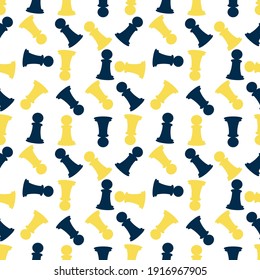 Seamless pattern with chess pieces. Vector background o white