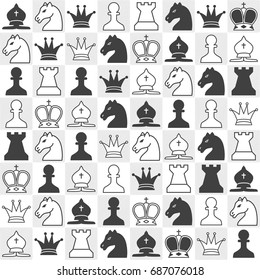 Seamless pattern with chess pieces. Vector illustration